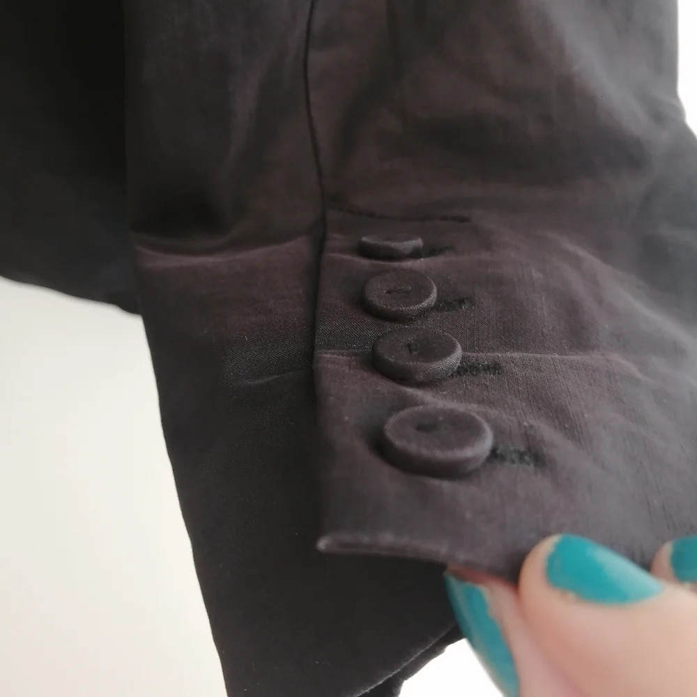 Eileen Fisher Ramie Pleated Zip Up Blazer Jacket Black Peplum Back Size XS - Picture 10 of 15
